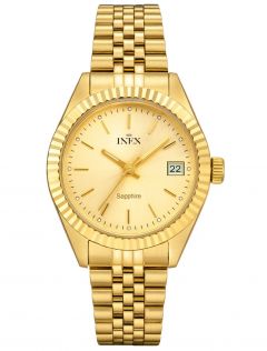 A12188D7I Inex Ladies Golden Classic Sapphire 32mm