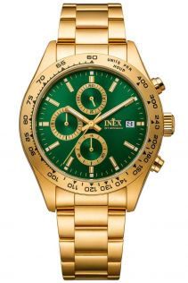 A69534-1D12I Inex Mens 100m Golden Green Chronograph 40mm