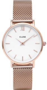 CW0101203001 Cluse Minuit Rose White Mesh CW0101203001