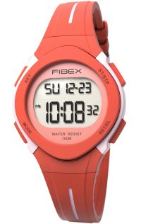 FIBEX19EN003 Digital sportklocka med dubbeltid korall | FIBEX19EN003