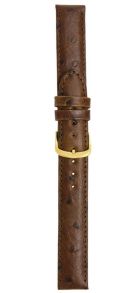 207120G Falkenlund Deluxe Beco 20mm Brandy Calf Leather Strap Ostrich Pattern Gold Plated Steel Buckle 207120G