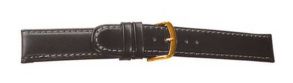616118G Falkenlund Deluxe Beco Watch Strap Sattelleder Black Calf Leather 18mm Gold Plated Buckle 616118G