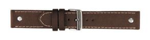 6313624S Falkenlund Deluxe Beco 24mm Watch Strap Chrono Matt Brown Silver Buckle 6313624S
