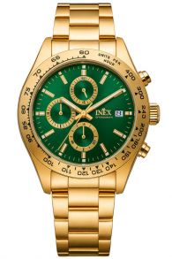 A69534-1D12I Inex Mens 100m Golden Green Chronograph 40mm