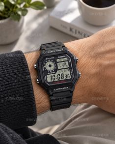 AE-1200WH-1AVEF Casio Mens Black Digital 5 Alarms World Time 42mm