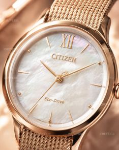 EM0813-86Y Citizen Ladies Rosegolden Solar Mother-of-Pearl Mesh 36mm