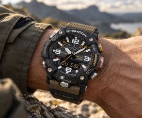 GG-B100X-1A3ER Casio G-Shock Mudmaster Carbon Watch with Green Strap and Bluetooth 51mm