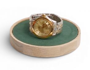 MO2300 MORELUND Watchmat in Natural Wood/Green Leather MO2300