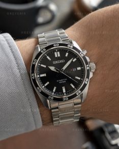 SKA785P1 Seiko Mens Kinetic Black Steel 43mm