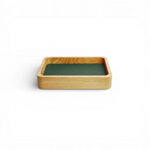 MO4203 Morelund Small Valet in Natural Wood/Green Leather MO4203