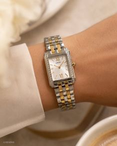 SWR093P1 Seiko Ladies Two-Tone Crystals Rectangular 22mm
