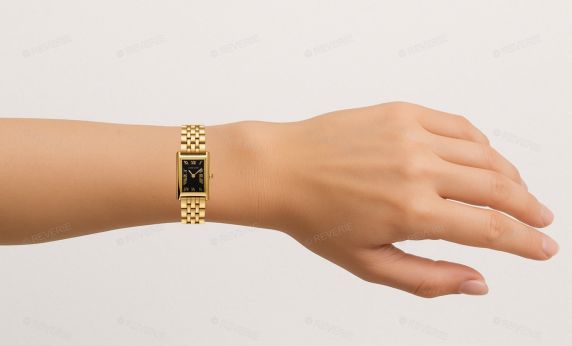 Carrie Taylor Petite Golden Rectangular Black Dial 19mm