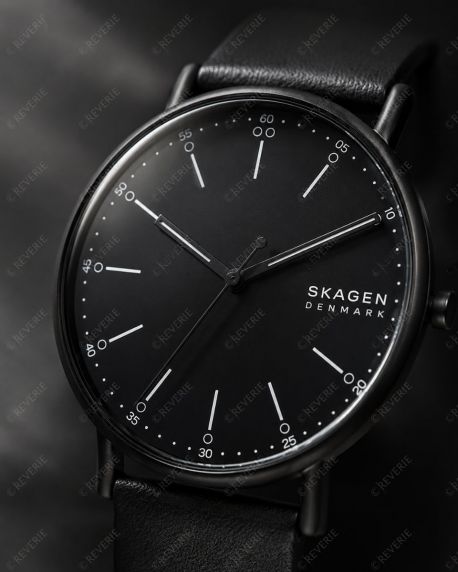 Skagen Mens Black Steel Black Leather 40mm